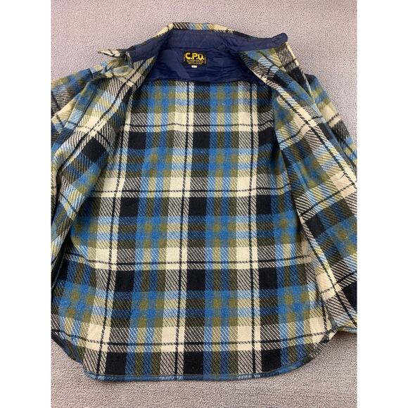 Vintage C.P.O Flannel Heavyweight Men’s Large Korea‎ Made Wool Blend Shaket - Picture 3 of 8